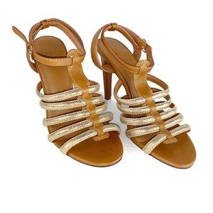 Tory Burch Golden Stripes High Hill Size 6